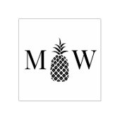 Ananas #11 Paar Bruiloft 2 Initiaal Monogram Rubberstempel (Afrduk)