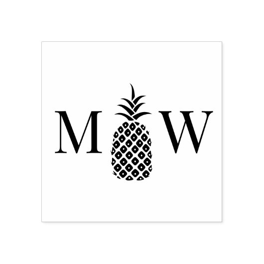 Ananas #11 Paar Bruiloft 2 Initiaal Monogram Rubberstempel (Afrduk)