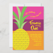 Ananas 1e Verjaardag Schattigee Uitnodigingen (Voorkant)