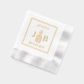 Ananas #87 Koppel 2 Initiële Monogram Namen FrCA Folie Servetten (Links)