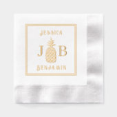 Ananas #87 Paar 2 Initiaal Monogram Namen FrCA Folie Servetten (Voorkant)