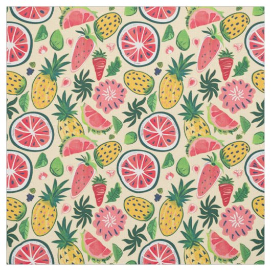 Ananas, Aardbei, Citrus & Pitaya Stof (Swatch)