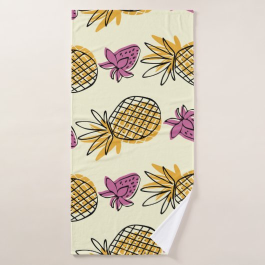 Ananas, aardbei textielontwerp. badhanddoek (Badhanddoek)