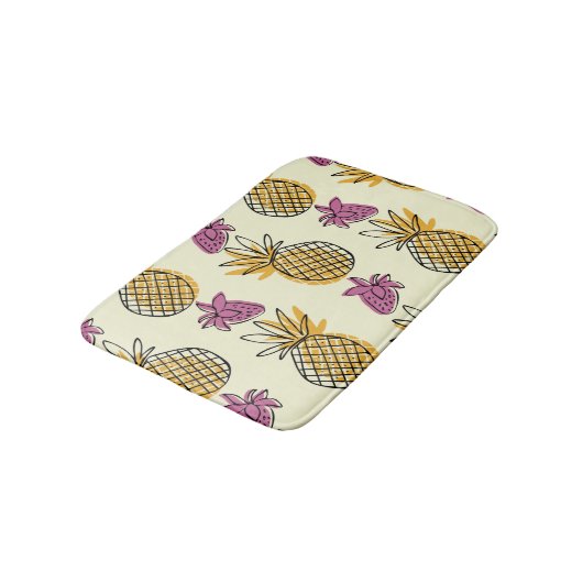 Ananas, aardbei textielontwerp. badmat (Gekanteld)