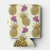 Ananas, aardbei textielontwerp. blikjeskoeler (Achterkant)