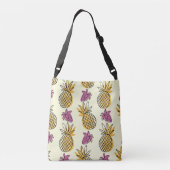 Ananas, aardbei  textielontwerp. crossbody tas (Achterkant)