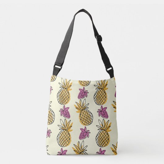 Ananas, aardbei  textielontwerp. crossbody tas (Voorkant)