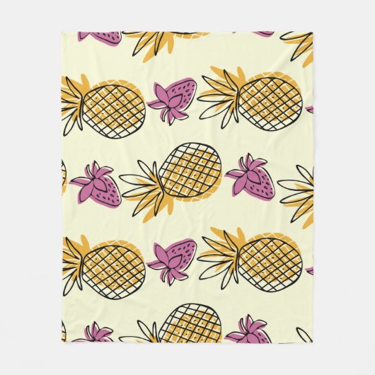 Ananas, aardbei textielontwerp. fleece deken (Voorkant)