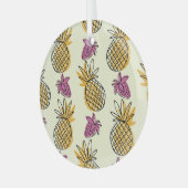 Ananas, aardbei textielontwerp. glas ornament (Voorkant links)