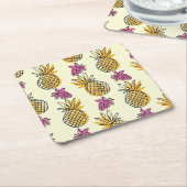 Ananas, aardbei textielontwerp. kartonnen onderzetters (Schuin)