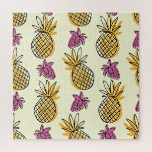 Ananas, aardbei  textielontwerp. legpuzzel