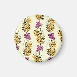 Ananas, aardbei  textielontwerp. magneet