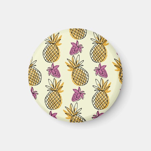 Ananas, aardbei  textielontwerp. magneet (Voorkant)