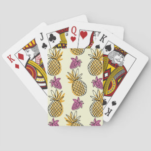 Ananas, aardbei textielontwerp. pokerkaarten