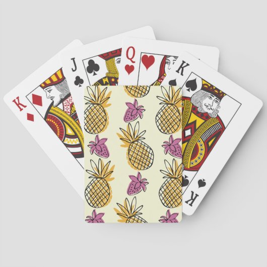 Ananas, aardbei  textielontwerp. pokerkaarten (Achterkant)