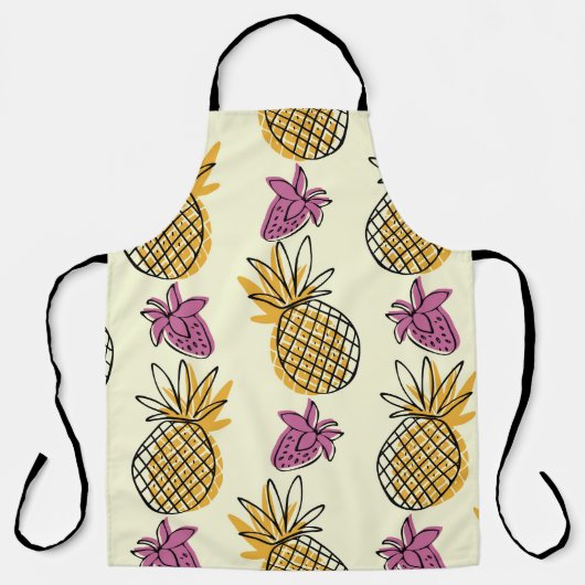 Ananas, aardbei textielontwerp. schort (Voorkant)