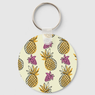 Ananas, aardbei textielontwerp. sleutelhanger
