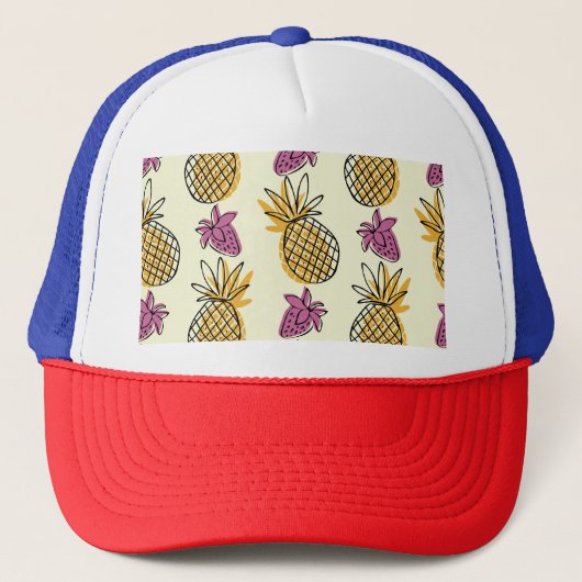 Ananas, aardbei  textielontwerp. trucker pet (Voorkant)