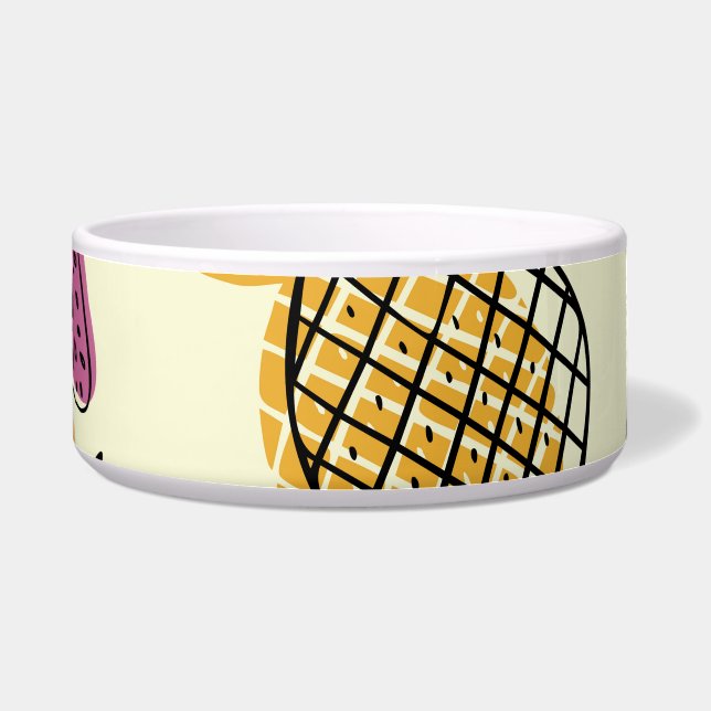 Ananas, aardbei  textielontwerp. voerbakje (Voorkant)