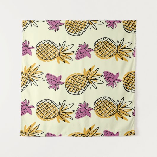 Ananas, aardbei  textielontwerp. wandkleed (Voorkant (horizontaal))