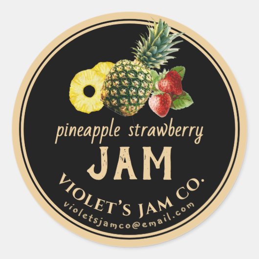 Ananas Aardbeien Jam Label (Voorkant)