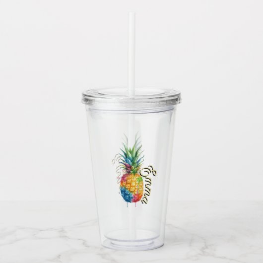 Ananas Acryl Drinkbeker (Voorkant)