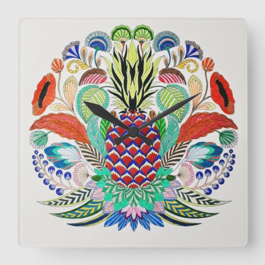 Ananas Acryl Wandklok (Voorkant)