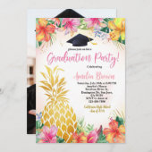 Ananas Afstuderen Fotouitnodiging Tropical Lua Kaart (Voorkant / Achterkant)