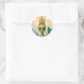 Ananas Alien – Tropische Grappige Fruit Kunst Ronde Sticker (Tas)