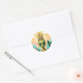 Ananas Alien – Tropische Grappige Fruit Kunst Ronde Sticker (Envelop)