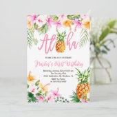 Ananas Aloha Eerste Verjaardagsfeest Kaart (Staand voorkant)