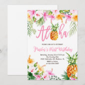 Ananas Aloha Eerste Verjaardagsfeest Kaart (Voorkant / Achterkant)