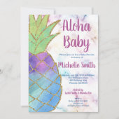 Ananas Aloha Glitter Tropisch Goud Baby shower Kaart (Voorkant)