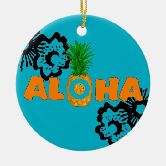 Ananas Aloha - Met kerst bedreigde kerst Keramisch Ornament (Voorkant)