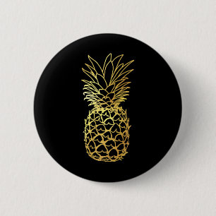 Ananas Aloha Stranden T Shirt Hawaiian Hawaii VI Ronde Button 5,7 Cm