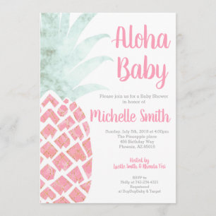 Ananas Aloha Summer Tropical Fruit Baby shower Kaart