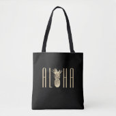 Ananas Aloha Tropical Gold Typography Black Tote Bag (Voorkant)