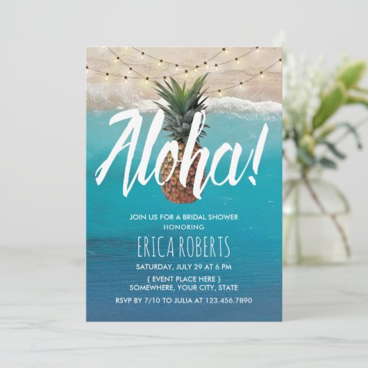 Ananas Aloha Tropisch strand Vrijgezellenfeest Kaart (Staand voorkant)