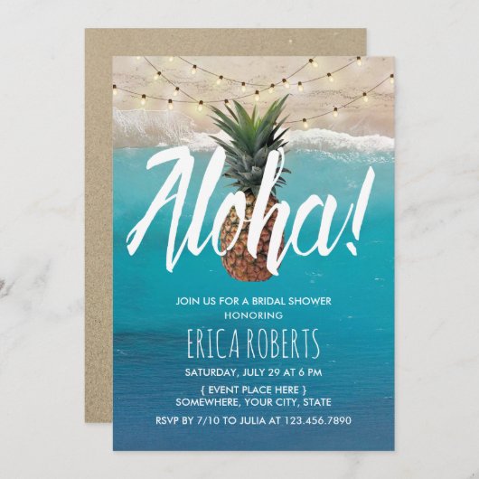 Ananas Aloha Tropisch strand Vrijgezellenfeest Kaart (Voorkant / Achterkant)