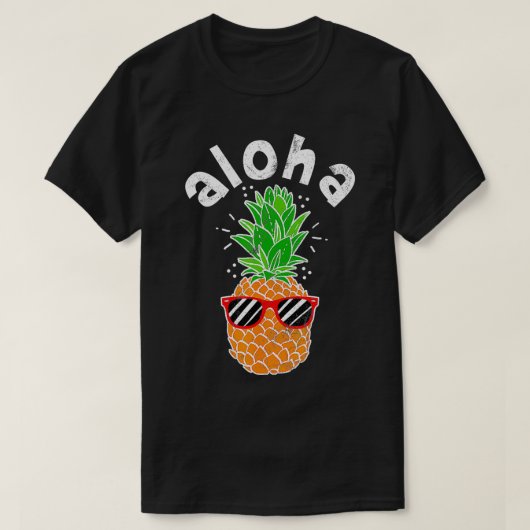 Ananas Aloha Zonnebril Hawaïaans T-shirt (Design voorkant)