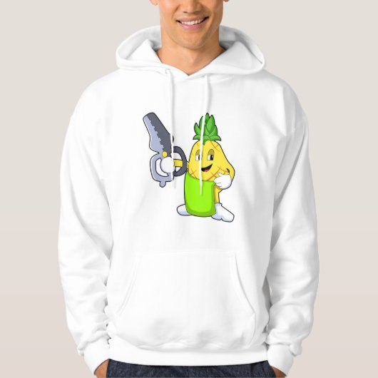 Ananas als hairdresser met schaar en schaar hoodie (Voorkant)