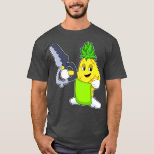 Ananas als Kapper met Schaar Scheermes T-shirt