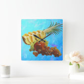 ananas, appel, peren, druiven Acrylo Kitchen Vierkante Klok (Huis)