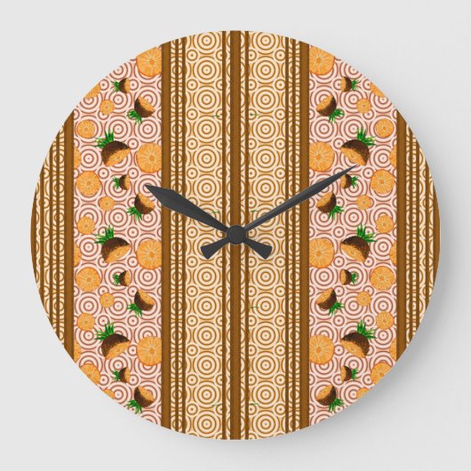 Ananas Aquarel Strepen en Cirkels Grote Klok (Voorkant)