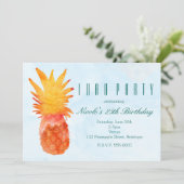Ananas Aquarel Tropisch Feest Uitnodigingen (Staand voorkant)