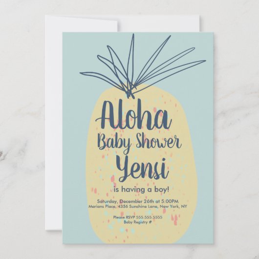 Ananas Art Baby shower Tropische zomer Aloha (Voorkant)
