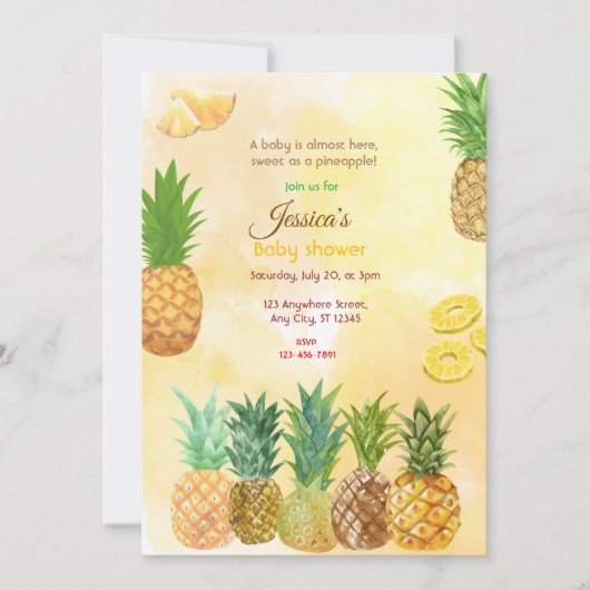ananas Baby shower Kaart (Voorkant)