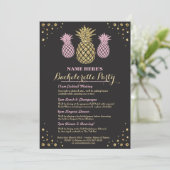 Ananas Bachelorette Gold Itinerary Aloha Invite Kaart (Staand voorkant)