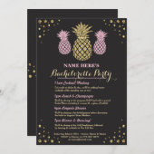 Ananas Bachelorette Gold Itinerary Aloha Invite Kaart (Voorkant / Achterkant)