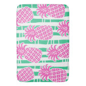 Ananas Bamboe Strepen Roze & Groen Patroon Badmat (Voorkant Verticaal)